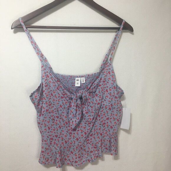 BP. Floral Tie Front Smocked Back Blue Cami Sz M NWT - Picture 7 of 10